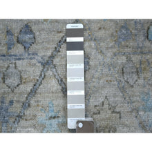 Load image into Gallery viewer, 2&#39;9&quot;x15&#39;1&quot; Gray Natural Wool, Afghan Angora Oushak With Floral Pattern, Hand Knotted Runner Oriental Rug FWR425352