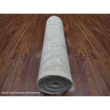 Load image into Gallery viewer, 2&#39;9&quot;x15&#39;1&quot; Gray Natural Wool, Afghan Angora Oushak With Floral Pattern, Hand Knotted Runner Oriental Rug FWR425352