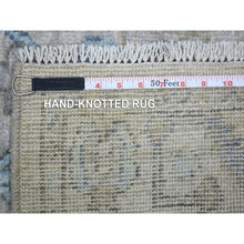 Load image into Gallery viewer, 2&#39;9&quot;x15&#39;1&quot; Gray Natural Wool, Afghan Angora Oushak With Floral Pattern, Hand Knotted Runner Oriental Rug FWR425352