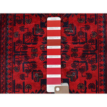 Load image into Gallery viewer, 2&#39;9&quot;x3&#39;10&quot; Berry Red, Afghan Khamyab With Tribal Design, Hand Knotted, Soft Wool, Veggie Dyes, Mat, Sample, Oriental Rug FWR4248
