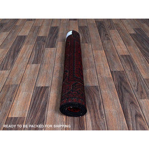 2'9"x3'10" Berry Red, Afghan Khamyab With Tribal Design, Hand Knotted, Soft Wool, Veggie Dyes, Mat, Sample, Oriental Rug FWR4248
