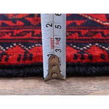 Load image into Gallery viewer, 2&#39;9&quot;x3&#39;10&quot; Berry Red, Afghan Khamyab With Tribal Design, Hand Knotted, Soft Wool, Veggie Dyes, Mat, Sample, Oriental Rug FWR4248