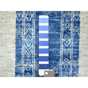 5'10"x8'9" Denim Blue, Fine Peshawar With Intricate Geometric Motifs, Hand Knotted, Densely Woven, Soft And Shiny Wool Oriental Rug FWR425604