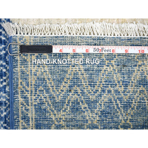 5'10"x8'9" Denim Blue, Fine Peshawar With Intricate Geometric Motifs, Hand Knotted, Densely Woven, Soft And Shiny Wool Oriental Rug FWR425604