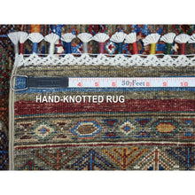 Load image into Gallery viewer, 2&#39;8&quot;x9&#39; Gray, Natural Dyes Extra Soft Wool Hand Knotted, Afghan Super Kazak, Khorjin Design With Colorful Tassels, Runner Oriental Rug FWR425700