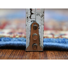 Load image into Gallery viewer, 2&#39;8&quot;x9&#39;6&quot; Denim Blue, Hand Knotted Afghan Super Kazak With Geometric Medallion Design, Natural Dyes 100% Wool Runner Oriental Rug FWR425796