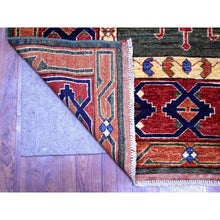 Load image into Gallery viewer, 4&#39;x9&#39;8&quot; Olive Green, Natural Dyes, Hand Knotted, Turkeman Ersari With Tribal Design, Soft And Pure Wool Wide Runner Oriental Rug FWR425958