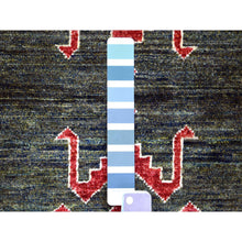 Load image into Gallery viewer, 4&#39;x9&#39;8&quot; Olive Green, Natural Dyes, Hand Knotted, Turkeman Ersari With Tribal Design, Soft And Pure Wool Wide Runner Oriental Rug FWR425958