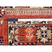 Load image into Gallery viewer, 4&#39;x9&#39;7&quot; Coral Red Afghan Ersari With Large Elements Design, Natural Dyes, Hand Knotted, Soft And Shiny Wool Wide Runner Oriental Rug FWR425964
