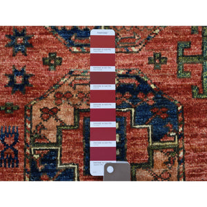 2'1"x2'10" Coral Red Natural Dyes, Afghan Ersari With Elephant Feet Design. Hand Knotted, Pure Wool Oriental Rug FWR426132