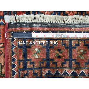 2'1"x2'10" Coral Red Natural Dyes, Afghan Ersari With Elephant Feet Design. Hand Knotted, Pure Wool Oriental Rug FWR426132