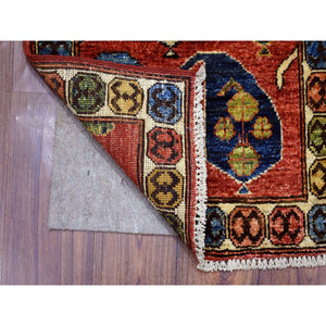 1'10"x3' Brick Red Afghan Ersari with Boteh Design, Hand Knotted, Natural Dyes, Soft and Shiny Wool Oriental Rug FWR426288