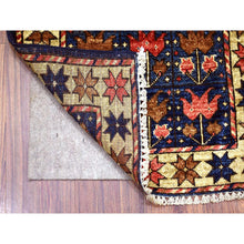 Load image into Gallery viewer, 2&#39;x3&#39; Navy Blue, Hand Knotted Natural Dyes, Turkeman Ersari with Tribal Design, Soft and Shiny Wool Oriental Rug FWR426312