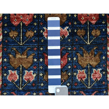 Load image into Gallery viewer, 2&#39;x3&#39; Navy Blue, Hand Knotted Natural Dyes, Turkeman Ersari with Tribal Design, Soft and Shiny Wool Oriental Rug FWR426312