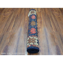 Load image into Gallery viewer, 2&#39;x3&#39; Navy Blue, Hand Knotted Natural Dyes, Turkeman Ersari with Tribal Design, Soft and Shiny Wool Oriental Rug FWR426312