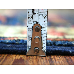 2'x3' Navy Blue, Hand Knotted Natural Dyes, Turkeman Ersari with Tribal Design, Soft and Shiny Wool Oriental Rug FWR426312