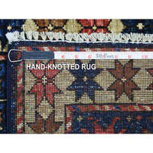 Load image into Gallery viewer, 2&#39;x3&#39; Navy Blue, Hand Knotted Natural Dyes, Turkeman Ersari with Tribal Design, Soft and Shiny Wool Oriental Rug FWR426312