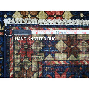 2'x3' Navy Blue, Hand Knotted Natural Dyes, Turkeman Ersari with Tribal Design, Soft and Shiny Wool Oriental Rug FWR426312