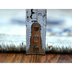 3'3"x4'10" Gray Hand Knotted, Natural Dyes Afghan Ersari With Tribal Design Soft And Shiny Wool Oriental Rug FWR426426