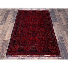 Load image into Gallery viewer, 2&#39;7&quot;x4&#39;2&quot; Angels Red, Afghan Khamyab With Tribal Design, Soft And Shiny Wool, Vegetable Dyes, Hand Knotted, Mat, Sample, Oriental Rug FWR4260