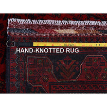 Load image into Gallery viewer, 2&#39;7&quot;x4&#39;2&quot; Angels Red, Afghan Khamyab With Tribal Design, Soft And Shiny Wool, Vegetable Dyes, Hand Knotted, Mat, Sample, Oriental Rug FWR4260