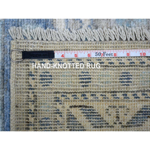 6'2"x8'7" Maya Blue, Kazak with Tribal Medallion Design, Denser Weave, Vegetable Dyes, Hand Knotted, Soft and Shiny Wool, Oriental Rug FWR3210