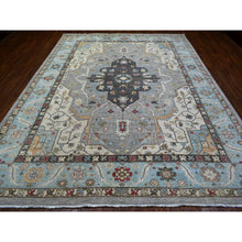 Load image into Gallery viewer, 9&#39;2&quot;x12&#39; Cloud Gray, Fine Peshawar With Heriz Design Natural Dyes, 100% Wool Hand Knotted, Oriental Rug FWR426792