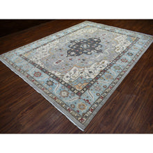 Load image into Gallery viewer, 9&#39;2&quot;x12&#39; Cloud Gray, Fine Peshawar With Heriz Design Natural Dyes, 100% Wool Hand Knotted, Oriental Rug FWR426792