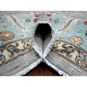 9'2"x12' Cloud Gray, Fine Peshawar With Heriz Design Natural Dyes, 100% Wool Hand Knotted, Oriental Rug FWR426792