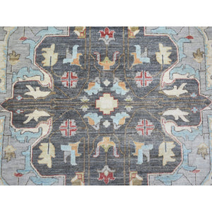 9'2"x12' Cloud Gray, Fine Peshawar With Heriz Design Natural Dyes, 100% Wool Hand Knotted, Oriental Rug FWR426792