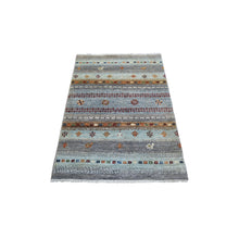 Load image into Gallery viewer, 3&#39;3&quot;x4&#39;9&quot; Shades of Gray, Afghan Kashkuli Gabbeh with Little Camel Figurines, Hand Knotted, Pure Wool Oriental Rug FWR426828