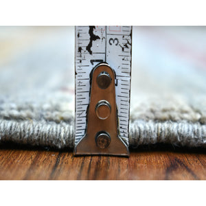 3'3"x4'9" Shades of Gray, Afghan Kashkuli Gabbeh with Little Camel Figurines, Hand Knotted, Pure Wool Oriental Rug FWR426828