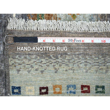Load image into Gallery viewer, 3&#39;3&quot;x4&#39;9&quot; Shades Of Gray, Afghan Kashkuli Gabbeh With Little Camel Figurines, Hand Knotted, Pure Wool Oriental Rug FWR426828