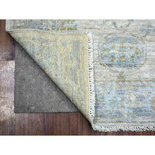 Load image into Gallery viewer, 3&#39;3&quot;x4&#39;10&quot; Taupe, Hand Knotted, Afghan Angora Oushak with Leaf Design, Hand Knotted, Velvety Wool Oriental Rug FWR426972