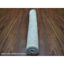 Load image into Gallery viewer, 3&#39;3&quot;x4&#39;10&quot; Taupe, Hand Knotted, Afghan Angora Oushak with Leaf Design, Hand Knotted, Velvety Wool Oriental Rug FWR426972