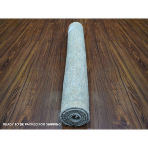 3'3"x4'10" Taupe, Hand Knotted, Afghan Angora Oushak with Leaf Design, Hand Knotted, Velvety Wool Oriental Rug FWR426972