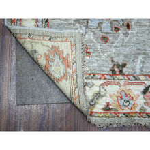 Load image into Gallery viewer, 2&#39;6&quot;x9&#39;7&quot; Gray, Afghan Angora Oushak  With Pop Of Colors, Hand Knotted, Extra Soft Wool Runner Oriental Rug FWR426996