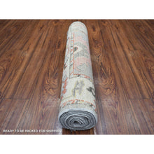 Load image into Gallery viewer, 2&#39;6&quot;x9&#39;7&quot; Gray, Afghan Angora Oushak  With Pop Of Colors, Hand Knotted, Extra Soft Wool Runner Oriental Rug FWR426996