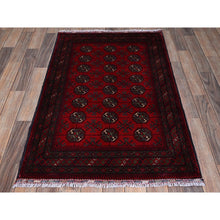 Load image into Gallery viewer, 2&#39;9&quot;x4&#39;4&quot; Berry Red, Princess Bokara With Geometric Medallions Design, 100% Wool, Veggie Dyes, Hand Knotted, Mat, Sample, Oriental Rug FWR4266