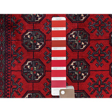 Load image into Gallery viewer, 2&#39;9&quot;x4&#39;4&quot; Berry Red, Princess Bokara With Geometric Medallions Design, 100% Wool, Veggie Dyes, Hand Knotted, Mat, Sample, Oriental Rug FWR4266