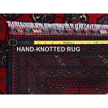 Load image into Gallery viewer, 2&#39;9&quot;x4&#39;4&quot; Berry Red, Princess Bokara With Geometric Medallions Design, 100% Wool, Veggie Dyes, Hand Knotted, Mat, Sample, Oriental Rug FWR4266