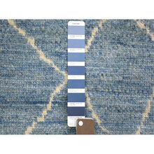 Load image into Gallery viewer, 2&#39;6&quot;x11&#39;2&quot; Denim Blue, Hand Knotted, Natural Dyes, Moroccan Berber With Criss Cross Pattern, Organic Wool, Runner Oriental Rug FWR427332