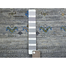 Load image into Gallery viewer, 2&#39;7&quot;x9&#39;8&quot; Shades Of Gray, Afghan Kashkuli Gabbeh With Pictorial Design, Hand Knotted, Fairly Short Pile, Natural Dyes, 100% Wool Runner Oriental Rug FWR427506