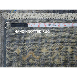 2'7"x9'8" Shades Of Gray, Afghan Kashkuli Gabbeh With Pictorial Design, Hand Knotted, Fairly Short Pile, Natural Dyes, 100% Wool Runner Oriental Rug FWR427506