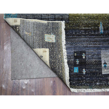 Load image into Gallery viewer, 4&#39;x5&#39;10&quot; Charcoal Gray, Hand Knotted, Fairly Short Pile, Afghan Kashkuli Gabbeh With Pictorial Design, Hand Spun Wool Oriental Rug FWR427524