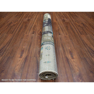 4'x5'10" Charcoal Gray, Hand Knotted, Fairly Short Pile, Afghan Kashkuli Gabbeh With Pictorial Design, Hand Spun Wool Oriental Rug FWR427524