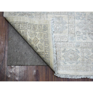 4'1"x5'9" Ivory, White Wash Peshawar With Motifs, Soft Wool Natural Dyes Hand Knotted, Oriental Rug FWR427554