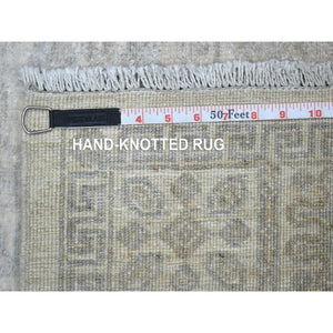4'1"x5'9" Millennium Blue, Vintage Persian Shiraz Intricate Design, Pure Wool, Hand Knotted, Oriental Rug FWR524394