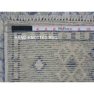 2'9"x9'4" Gray, Extra Soft Wool, Anatolian Village Inspired Geometric Design, Hand Knotted, Runner Oriental Rug FWR427692