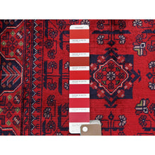 Load image into Gallery viewer, 2&#39;7&quot;x4&#39;5&quot; Carmine Red, Afghan Khamyab With Tribal Design, Soft And Velvety Wool, Hand Knotted, Vegetable Dyes, Oriental Rug FWR4272